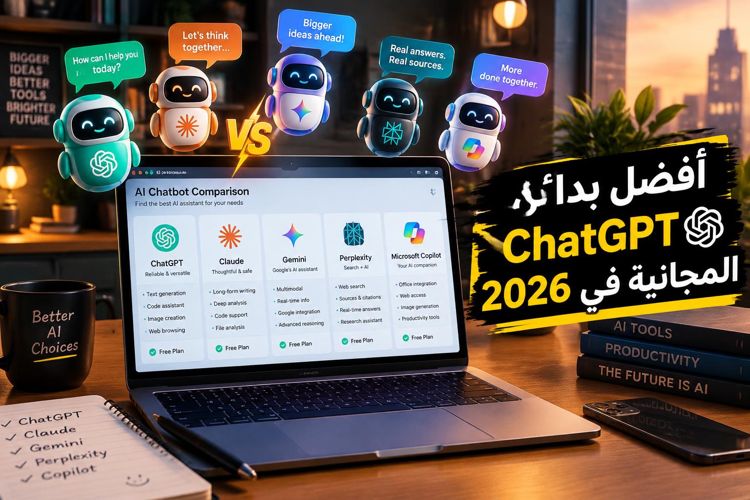 أفضل بدائل ChatGPT المجانية في 2026: مقارنة شاملة بين Claude وGemini وDeepSeek