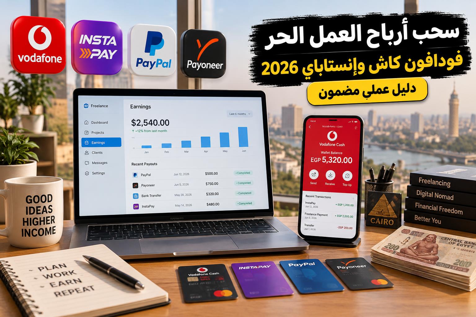 أفضل الطرق المضمونة لاستلام أرباح العمل الحر وسحبها إلى فودافون كاش وإنستاباي